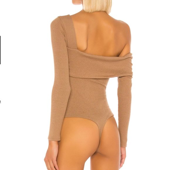 One Shoulder Tan Bodysuit - Picture 4 of 6